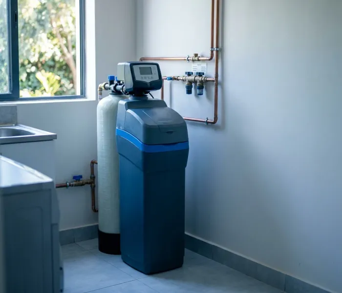 Modern water softener system installed in a Tampa, FL home